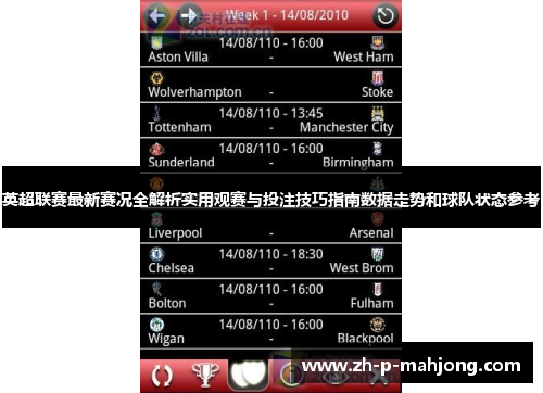 英超联赛最新赛况全解析实用观赛与投注技巧指南数据走势和球队状态参考